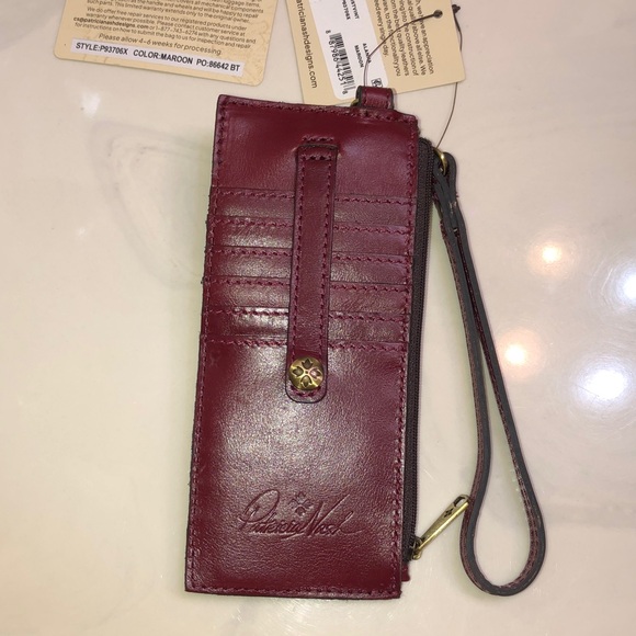 Patricia Nash Alanna Maroon Distressed Vintage Leather Card Wallet NWT & Card - Picture 1 of 16